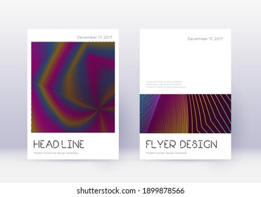 Minimal cover design template set. Rainbow abstract lines on wine red background. Divine cover design. Noteworthy catalog, poster, book template etc.