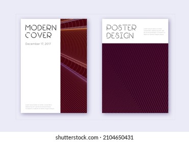 Conjunto mínimo de plantillas de diseño de portada. Líneas abstractas naranjas sobre fondo de color rojo. Diseño de la cubierta deslumbrante. Catálogo, afiche, plantilla de libro, etc.