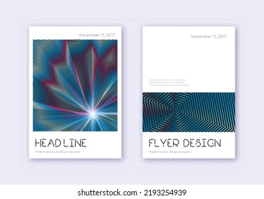 Minimal cover design template set. Red white blue abstract lines on dark background. Dramatic cover design. Delightful catalog, poster, book template etc.