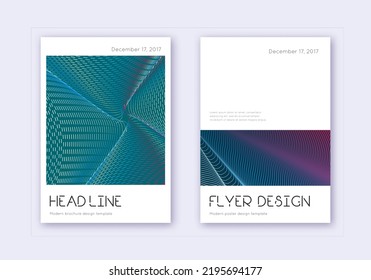 Minimal cover design template set. Red white blue abstract lines on dark background. Dramatic cover design. Bewitching catalog, poster, book template etc.