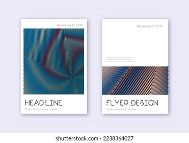 Conjunto mínimo de plantillas de diseño de portada. Líneas abstractas de color azul rojo sobre fondo oscuro. Diseño de cubierta dramático. Catálogo elegante, afiche, plantilla de libro, etc.
