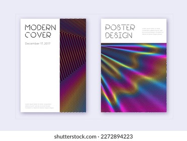 Minimal cover design template set. Rainbow abstract lines on wine red background. Decent cover design. Beautiful catalog, poster, book template etc.