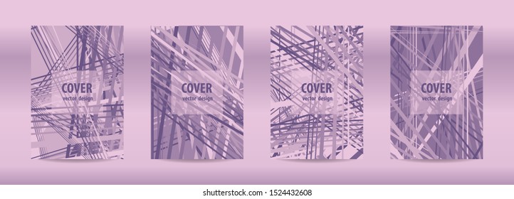 Minimal cover design templates set. Linear abstract background with gradient design. Adorable book, flyer, poster, catalog, notebook etc. Vector illustration.