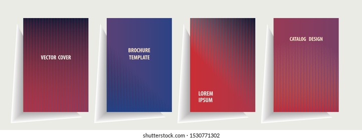 Minimal cover design templates set.  Adorable book, flyer, poster, catalog, notebook etc. Vector illustration. Linear design with gradient.