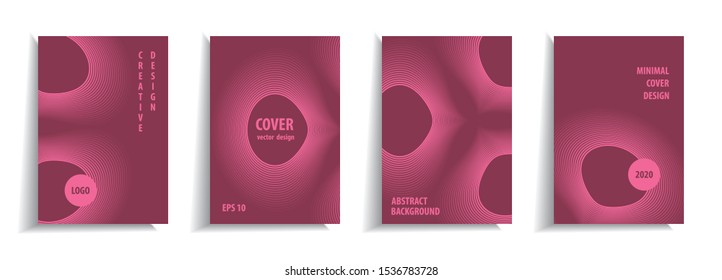 Minimal cover design templates set. Abstact halftone design. Adorable book, flyer, poster, catalog, notebook etc. Vector illustration.