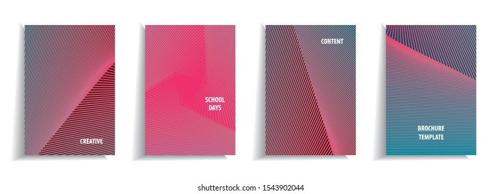 Minimal cover design templates set. Linear background with gradient design. Adorable book, flyer, poster, catalog, notebook etc. Vector illustration. SMYK colors.