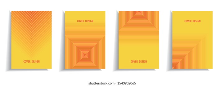 Minimal cover design templates set. Linear background with gradient design. Adorable book, flyer, poster, catalog, notebook etc. Vector illustration.