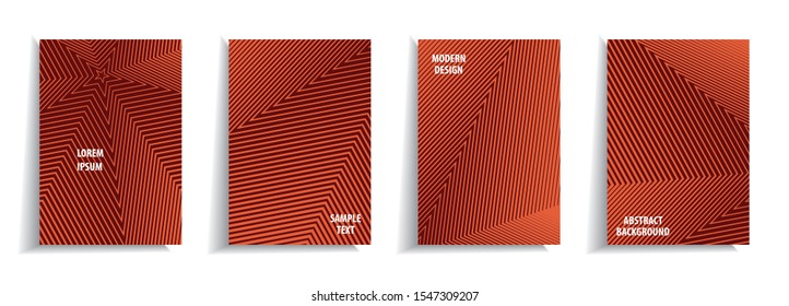 Minimal cover design templates set. Linear abstract background with gradient design. Adorable book, flyer, poster, catalog, notebook etc. Vector illustration.