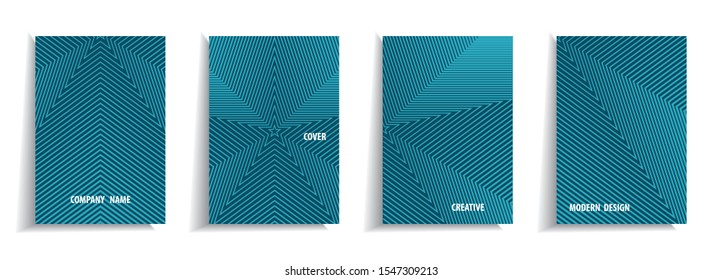 Minimal cover design templates set. Linear abstract dynamic background with gradient design. Adorable book, flyer, poster, catalog, notebook etc. Vector illustration.