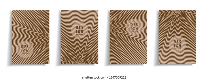 Minimal cover design templates set. Linear abstract background with gradient design. Adorable book, flyer, poster, catalog, notebook etc. Vector illustration.