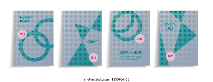 Minimal cover design templates set. Abstract geometric design. Adorable book, flyer, poster, catalog, folder, notebook cover etc. Vector illustration.