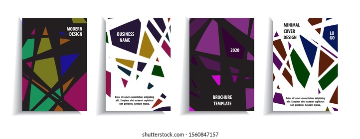 Minimal cover design templates set. Abstract geometric varicolored  design. Adorable book, flyer, poster, catalog, folder, notebook cover etc. Vector illustration.