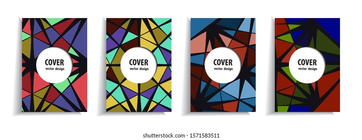  Minimal cover design templates set.  Mosaic colorful design. Adorable book, flyer, poster, catalog, folder, notebook cover etc. Vector illustration.