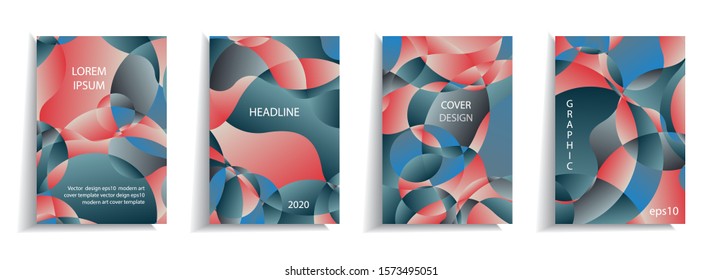  Minimal cover design templates set.  Abstract colorful fluid designAdorable book, flyer, poster, catalog, folder, notebook cover, social media etc. Vector illustration.