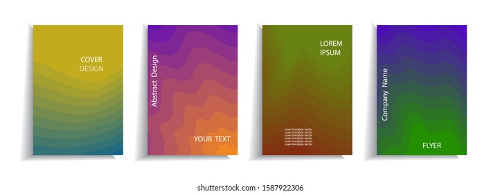  Minimal cover design templates set. Abstract multilayered background with gradient design. Adorable book, flyer, poster, catalog, folder, notebook cover etc. Vector illustration.