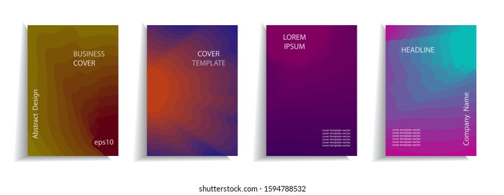  Minimal cover design templates set. Abstract multilayered background with gradient design. Adorable book, flyer, poster, catalog, folder, notebook cover etc. Vector illustration.