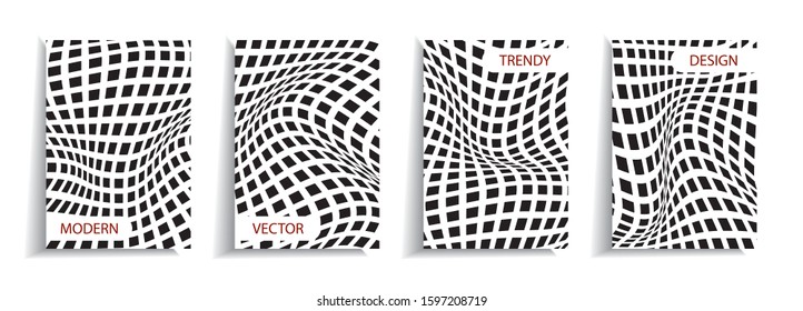 Minimal cover design templates set. Abstract background with dynamic design. Adorable book, flyer, poster, catalog, folder, notebook cover etc. Vector illustration.