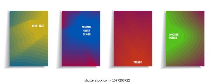  Minimal cover design templates set. Abstract multilayered background with gradient design. Adorable book, flyer, poster, catalog, folder, notebook cover etc. Vector illustration.