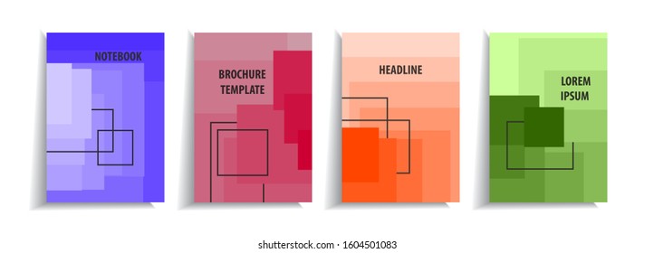 Minimal cover design templates set. Abstract background with bright geometric design. Can be used for design book, flyer, poster, catalog, folder, notebook cover etc. Vector illustration.