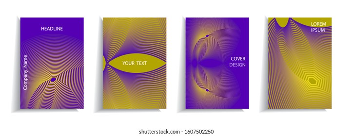 Minimal cover design templates set. Abstract background with bright linear gradient design. Can be used for design book, flyer, poster, catalog, folder, notebook cover etc. Vector illustration.