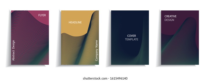 Minimal cover design templates set. Abstract background with linear design, Adorable book, flyer, poster, catalog, folder, notebook cover etc. Vector illustration.
