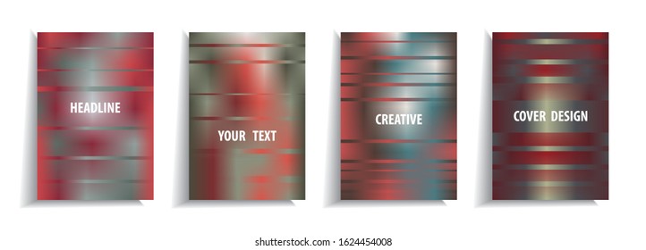 Minimal cover design templates set. Abstract background with bright  metallic gradient design. Adorable book, flyer, poster, catalog, folder, notebook cover etc. Vector illustration.