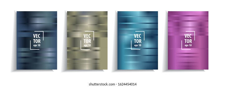 Minimal cover design templates set. Abstract background with bright  metallic gradient design. Adorable book, flyer, poster, catalog, folder, notebook cover etc. Vector illustration.