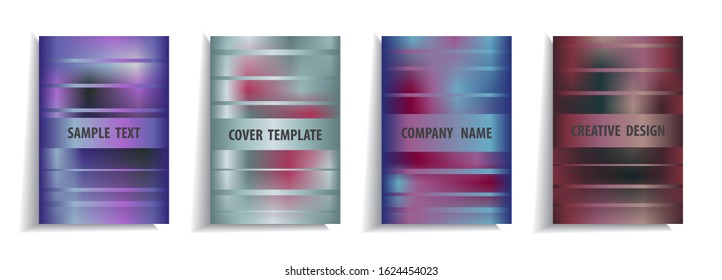 Minimal cover design templates set. Abstract background with bright  metallic gradient design. Adorable book, flyer, poster, catalog, folder, notebook cover etc. Vector illustration.