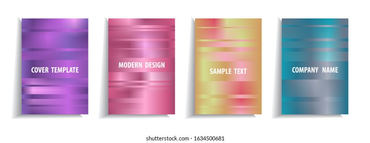 Minimal cover design templates set. Abstract background with bright  gradient design. Adorable book, flyer, poster, catalog, folder, notebook cover etc. Vector illustration.