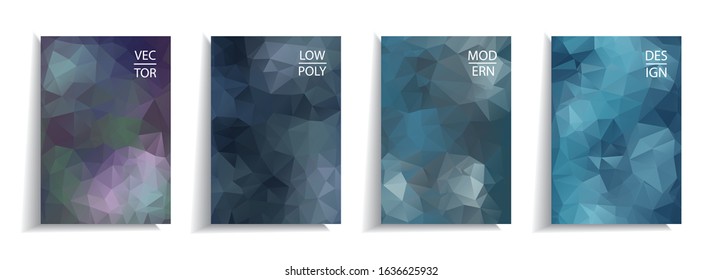 Minimal cover design templates set. Abstract background with low poly  design. Adorable book, flyer, poster, catalog, folder, notebook cover etc.