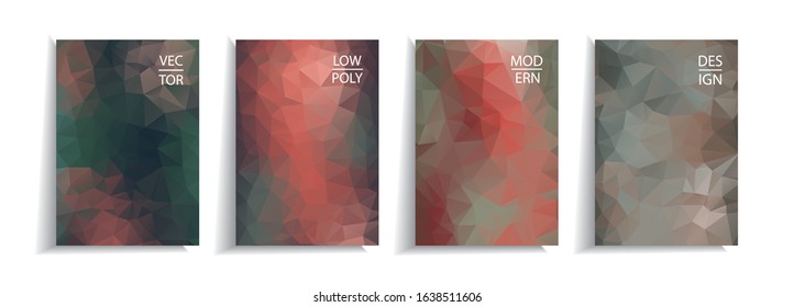 Minimal cover design templates set. Abstract background with low poly  design. Adorable book, flyer, poster, catalog, folder, notebook cover etc.