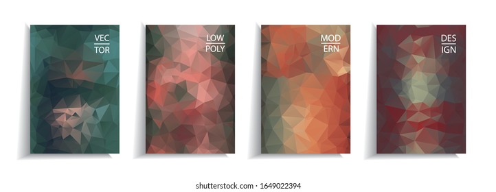 Conjunto mínimo de plantillas de diseño de portada. Fondo abstracto con diseño de polos bajos. Libro, volante, afiche, catálogo, carpeta, portada de cuaderno, etc.