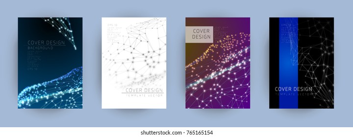 Minimal cover design, vector template brochures, flyers, presentations, leaflet, magazine a4 size. Abstract mash line and point on background.