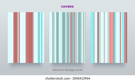 Minimal cover designs. Lines geometric patterns. Posters set with colorful texture.