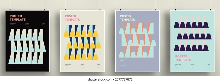 Minimal cover designs. Set of templates with geometric elements. Bauhaus and retro shapes. Eps10 vector.