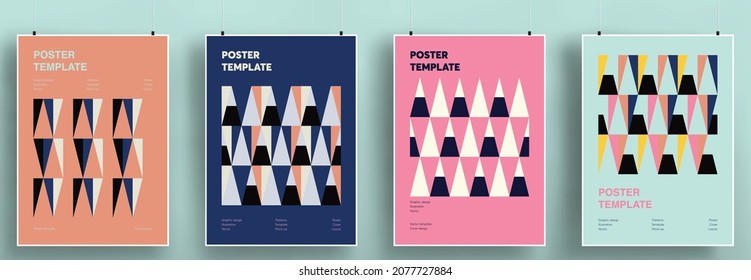 Minimal cover designs. Set of templates with geometric elements. Bauhaus and retro shapes. Eps10 vector.