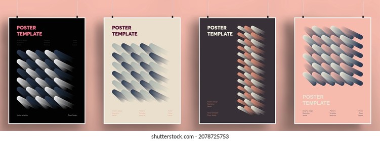 Minimal cover designs. Set of templates with geometric elements. Bauhaus and retro shapes. Eps10 vector.
