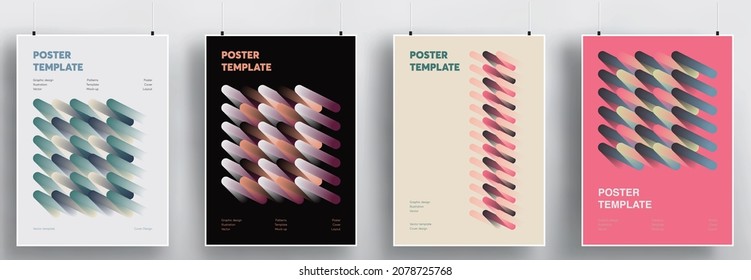 Minimal cover designs. Set of templates with geometric elements. Bauhaus and retro shapes. Eps10 vector.