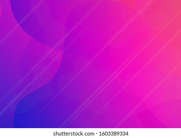 Minimal Cover Layout. Abstract Bubbles and Dots. Creative Neon Pink, Blue, Violet Background. Light Template for Cover, Poster, Banner, Greeting Card. Modern Digital Pattern with Fluid Shapes.
