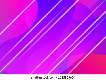 Minimal Cover Layout. Abstract Bubbles in Memphis Style. Modern Digital Pattern with Fluid Shapes. Light Template for Cover, Poster, Banner, Greeting Card. Creative Neon Pink, Blue, Violet Background.