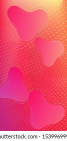 Minimal Cover Layout. Creative Neon Pink Background. Abstract Bubbles in Memphis Style. Light Template for Cover, Poster, Banner, Greeting Card. Modern Digital Pattern with Fluid Shapes.