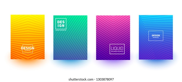 Minimal cover layout designs. Bright neon gradients. Abstract geometric backgrounds