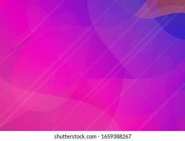 Minimal Cover Layout. Light Template for Cover, Poster, Banner, Greeting Card. Modern Digital Pattern with Fluid Shapes. Creative Neon Pink, Blue, Violet Background. Abstract Bubbles in Memphis Style.