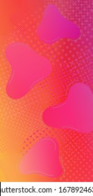 Minimal Cover Layout. Modern Digital Pattern with Fluid Shapes. Light Template for Cover, Poster, Banner, Greeting Card. Abstract Bubbles in Memphis Style. Creative Neon Pink Background.