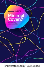 Minimal cover or poster design template. Abstract shape and lines with vibrant gradient. Vector illustration