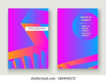 Ilustración vectorial de diseño de conjunto de portada mínima. Gradiente azul rosa oscuro neón. Resumen de líneas de patrones geométricos de textura de estilo de los años 80. Fondo de tendencia minimalista a rayas. Diseño moderno de plantillas