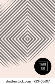 Minimal cover template. Female striped pink and grey ads poster background for perfume, textile or fashion. Tender elegant rich noble minimal cover template. Gift card certificate business background.