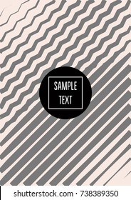 Minimal cover template. Female striped pink and grey ads poster background for perfume, textile or fashion. Tender elegant rich noble minimal cover template. Gift card certificate business background.