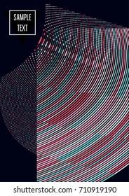 Minimal cover template. Flat geometric linear abstract poster design. Simple dynamic hipster red, pink, grey, blue, turquoise minimal cover. Lines, waves, stripes halftone background. Cool modern book