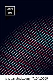 Minimal cover template. Flat geometric linear abstract poster design. Simple dynamic hipster red, pink, grey, blue, turquoise minimal cover. Lines, waves, stripes halftone background. Cool modern book